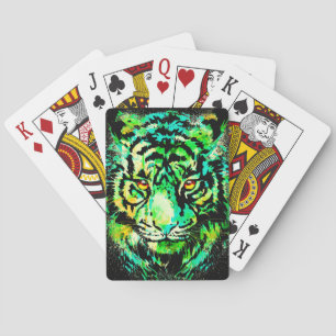 Tiger Head Playing Cards - Green Tiger Face