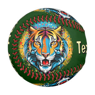 Tiger Head Rainbow colors paint stains Baseball