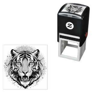 Tiger Head Rainbow colors paint stains Self-inking Stamp