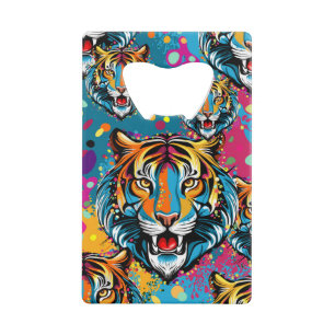 Tiger Head Rainbow colours paint stains