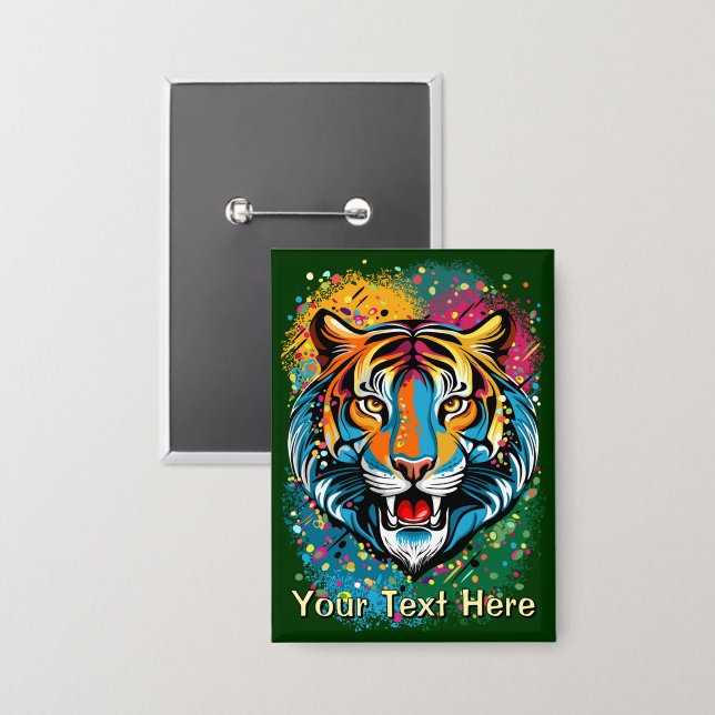 Tiger Head Rainbow colours paint stains (Front/Back)