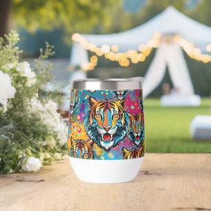 Tiger Head Rainbow colours paint stains