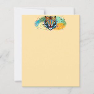 Tiger Head Rainbow colours paint stains