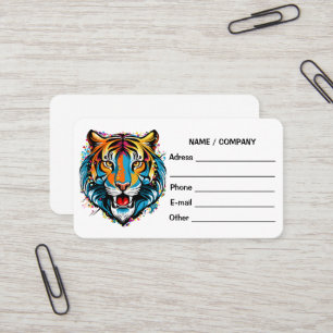 Tiger Head Rainbow colours paint stains Business Card