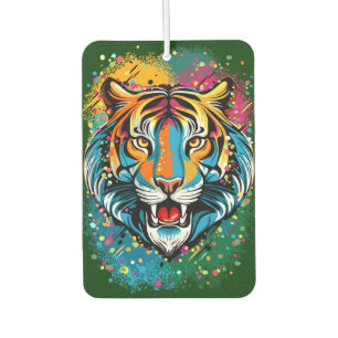 Tiger Head Rainbow colours paint stains Car Air Freshener