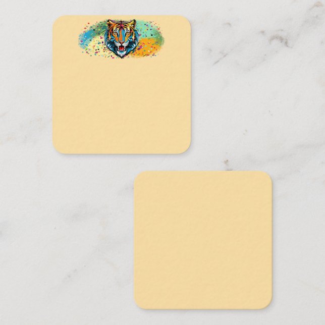 Tiger Head Rainbow colours paint stains Card (Front/Back)