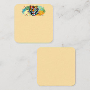 Tiger Head Rainbow colours paint stains Card