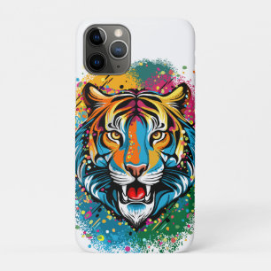 Tiger Head Rainbow colours paint stains Case-Mate iPhone Case