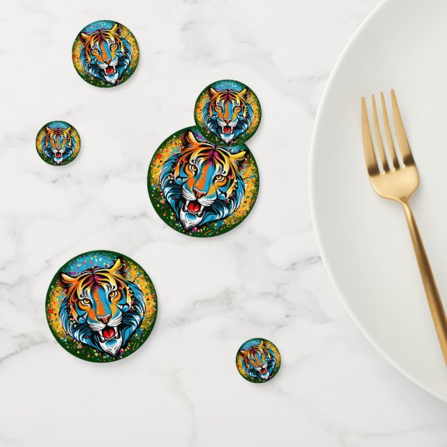 Tiger Head Rainbow colours paint stains Confetti (Group)