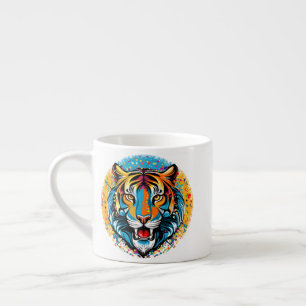 Tiger Head Rainbow colours paint stains Espresso Cup