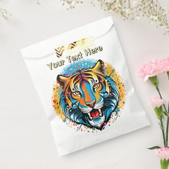 Tiger Head Rainbow colours paint stains Favour Bags (Sealed)