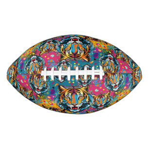 Tiger Head Rainbow colours paint stains Football