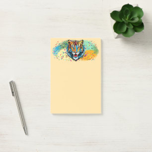Tiger Head Rainbow colours paint stains Post-it Notes
