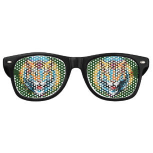 Tiger Head Rainbow colours paint stains Retro Sunglasses
