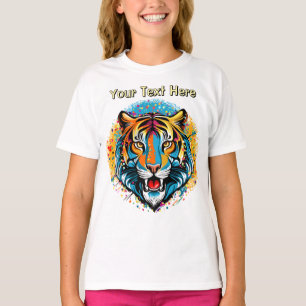 Tiger Head Rainbow colours paint stains T-Shirt