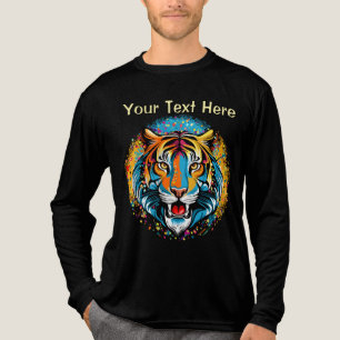 Tiger Head Rainbow colours paint stains Tri-Blend Shirt