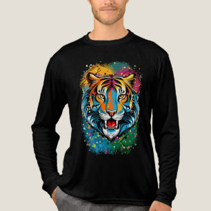 Tiger Head Rainbow colours paint stains Tri-Blend Shirt