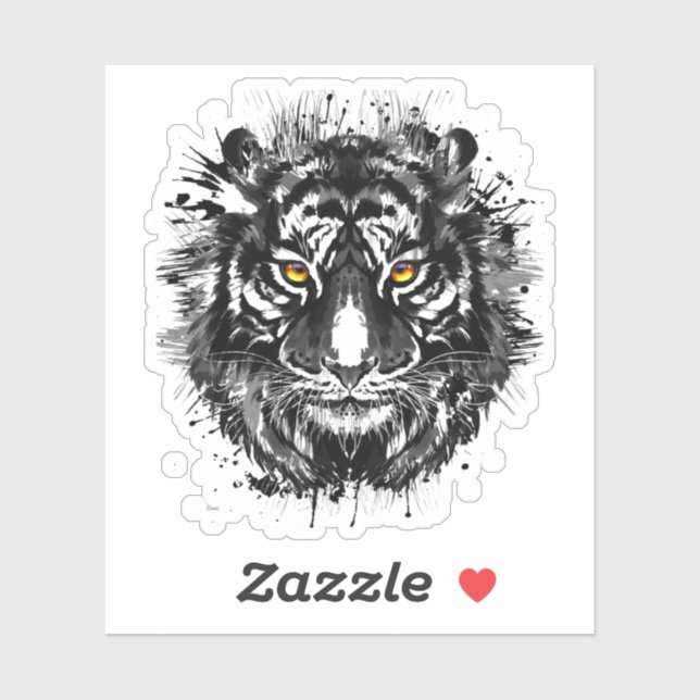 Tiger head sticker - Black & White Tiger Sticker (Sheet)