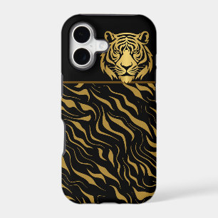 Tiger Head Tiger Stripes Black Gold