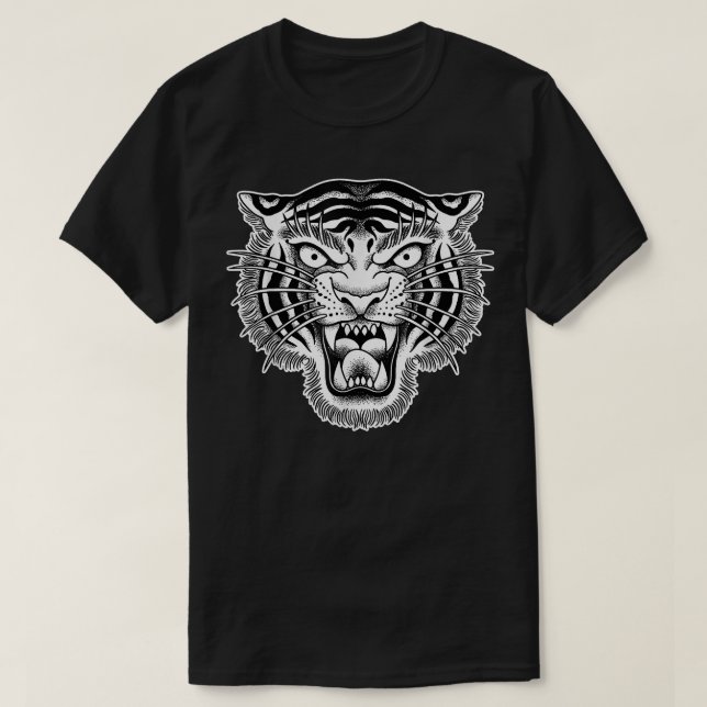 Tiger Head Traditional Tattoo art Graphic by Seven T-Shirt (Design Front)