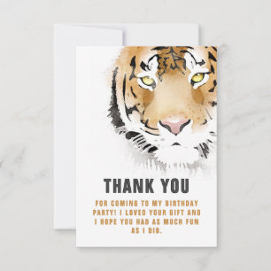 Tiger Head Watercolor Birthday Thank You Card