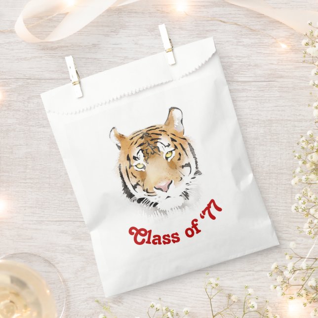 Tiger Head Watercolor Class Reunion Party Favour Bags (Clipped)