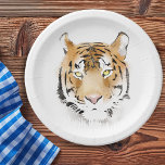 Tiger Head Watercolor Drawing Paper Plate<br><div class="desc">Modern Tiger Head Watercolor Drawing Paper Plates. Great for a birthday party.</div>