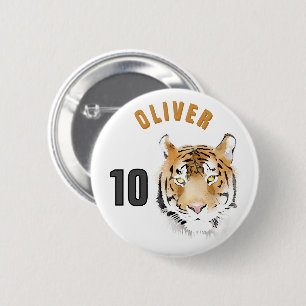 Tiger Head Watercolor Name Age Birthday 6 Cm Round Badge