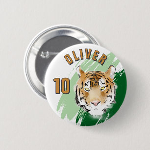 Tiger Head Watercolor Name Birthday Party 6 Cm Round Badge