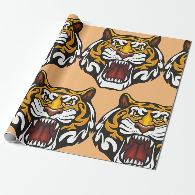 Tiger Head Wrapping Paper (Unrolled)