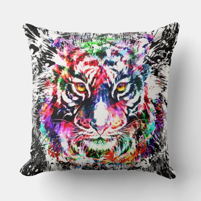 Tiger Heads Throw Pillow - Tiger Face (Front)