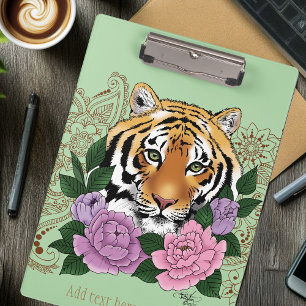 Tiger Henna Pink Purple  Clipboard