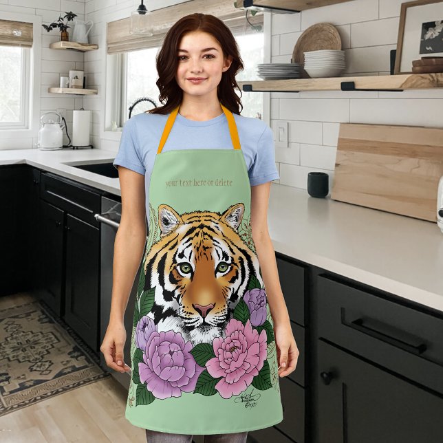 Tiger Henna Pink Purple Flowers Apron (Creator Uploaded)