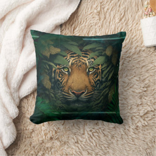 Tiger hiding in Foliage Cushion