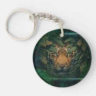 Tiger hiding in Foliage               Key Ring