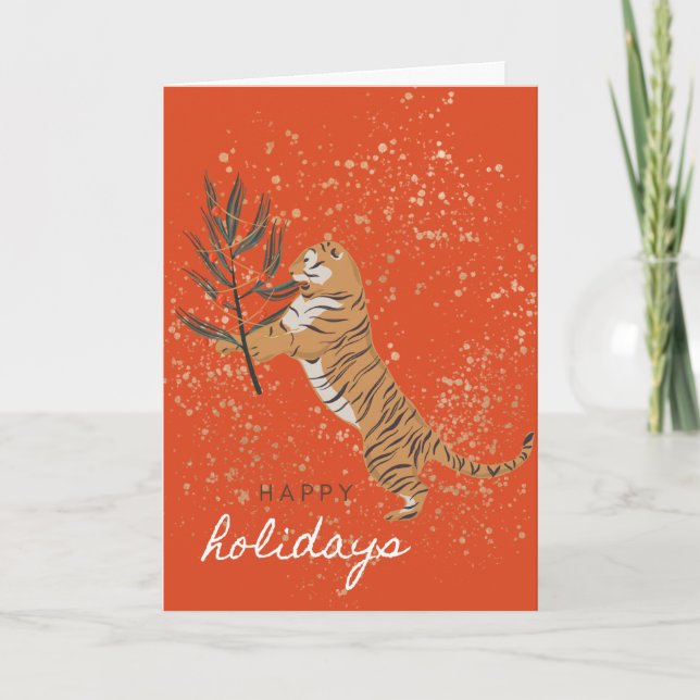 Tiger Holiday Greeting Card (Front)