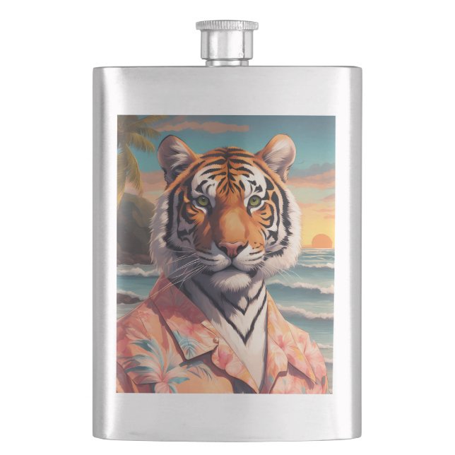 Tiger Holiday Hip Flask (Front)