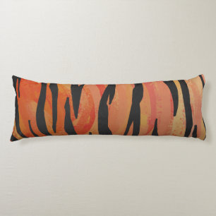 Tiger Hot orange and Black Print Body Cushion