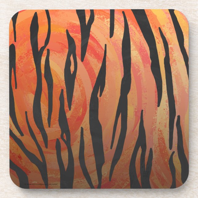Tiger Hot orange and Black Print Coaster (Front)
