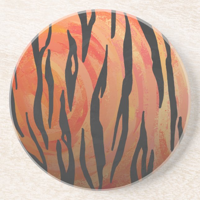 Tiger Hot orange and Black Print Coaster (Front)