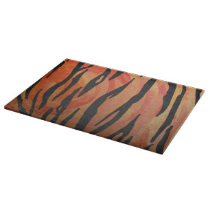 Tiger Hot orange and Black Print Cutting Board