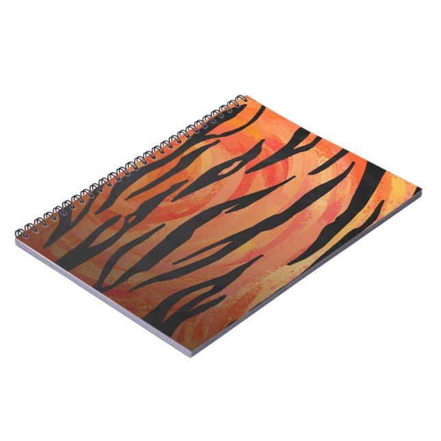 Tiger Hot orange and Black Print Notebook (Left Side)