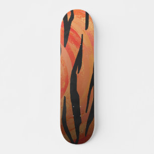 Tiger Hot orange and Black Print Skateboard