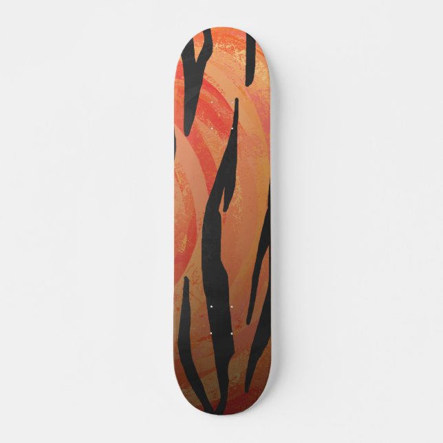 Tiger Hot orange and Black Print Skateboard (Front)