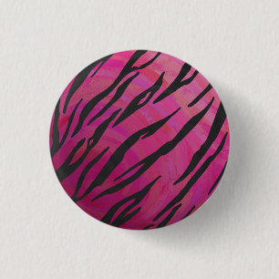 Tiger Hot Pink and Black Print 3 Cm Round Badge