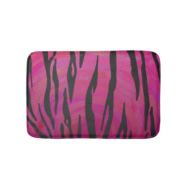 Tiger Hot Pink and Black Print Bath Mat (Front)