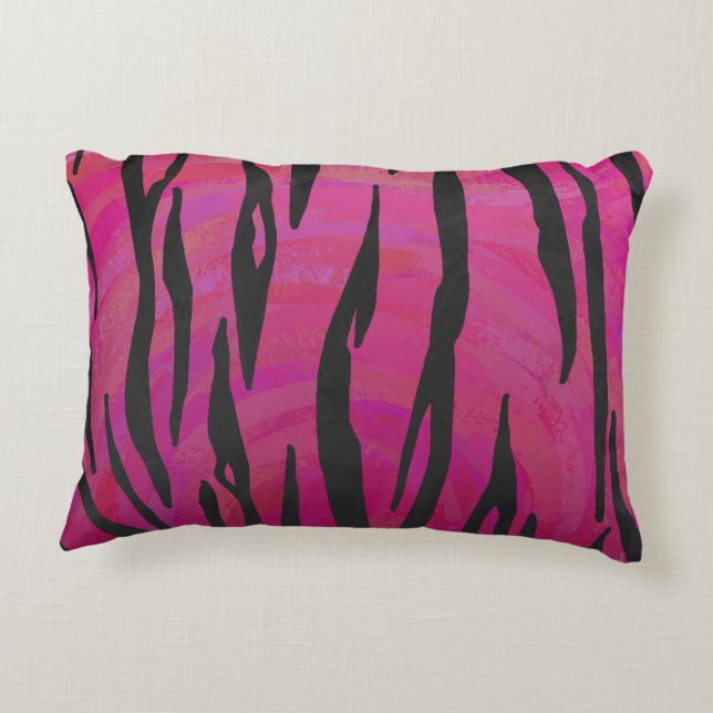 Tiger Hot Pink and Black Print Decorative Cushion (Back)