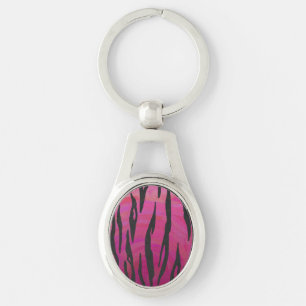 Tiger Hot Pink and Black Print Key Ring
