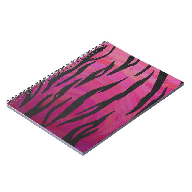 Tiger Hot Pink and Black Print Notebook (Left Side)