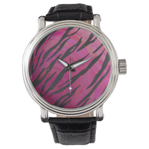 Tiger Hot Pink and Black Print Watch